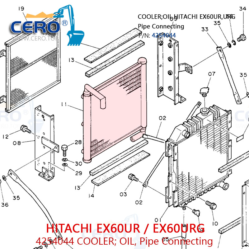 4254044 Oil Cooler HITACHI EX60URG EX60UR Cooler Oil Pipe Connecting