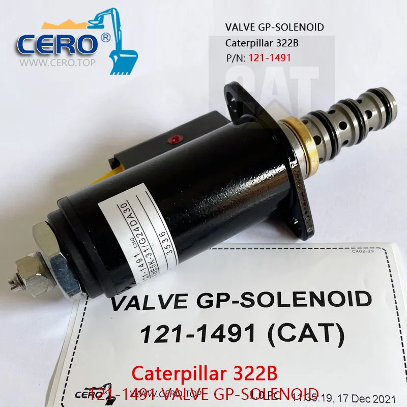 121-1491 VALVE GP-SOLENOID 1211491 Solenoid Valve 121-1565 Caterpillar 322B