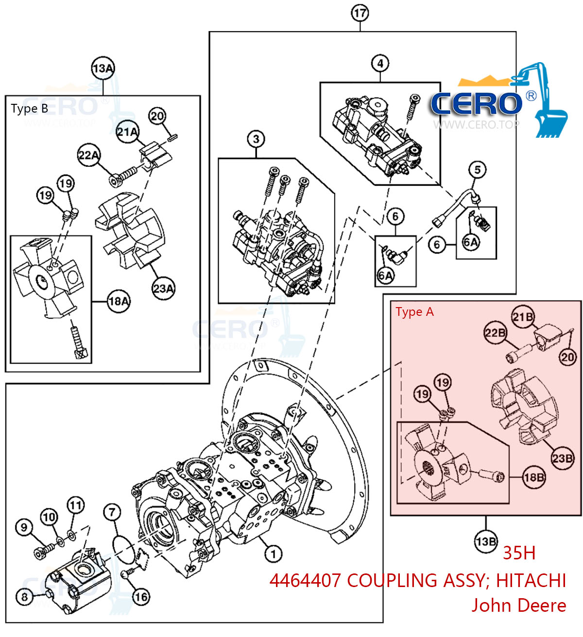 4464407 COUPLING ASSY 35H HITACHI ELEMENT-COUPLING