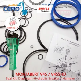 Kit de vedação Montabert V45 V45SHD 86661873 Diafragma 86633914 Membrana