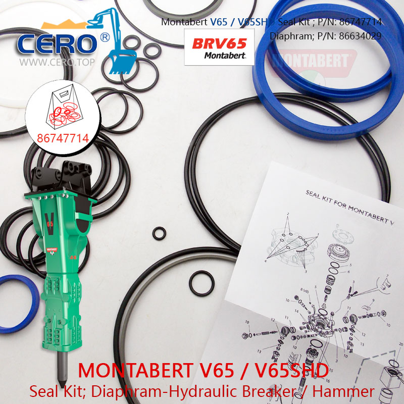 Montabert V65 V65SHD Seal Kit 86747714 Diaphragm 86634029 Membrane