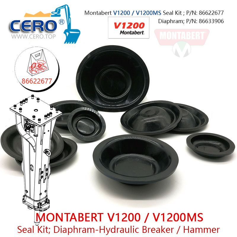 Montabert V1200 V1200MS Seal Kit 86622677 Diaphragm 86633906 Membrane