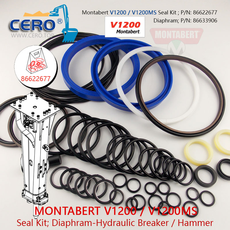 Montabert V1200 V1200MS Seal Kit 86622677 Diaphragm 86633906 Membrane