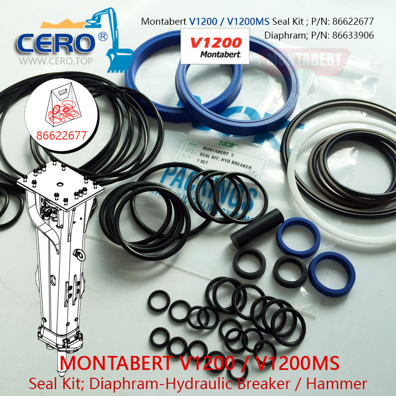 Montabert V1200 V1200MS Seal Kit 86622677 Diaphragm 86633906 Membrane