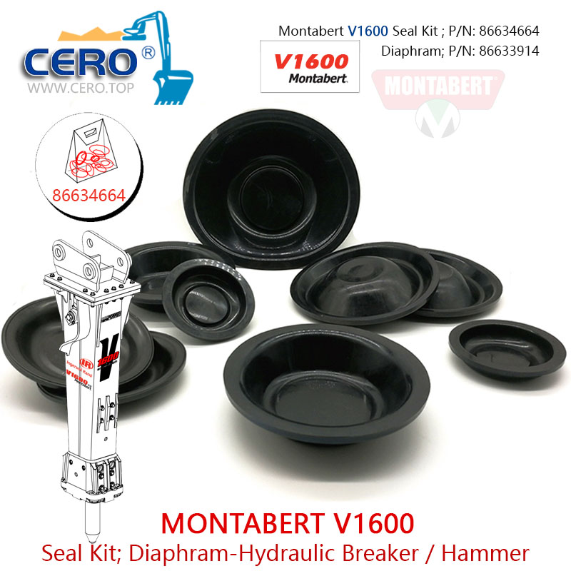 Montabert V1600 Seal Kit 86634664 Diaphragm 86633914 Membrane