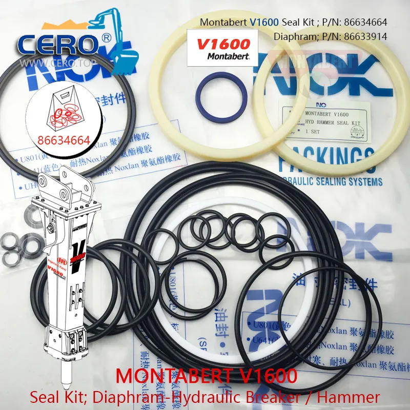 Montabert V1600 Seal Kit 86634664 Diaphragm 86633914 Membrane