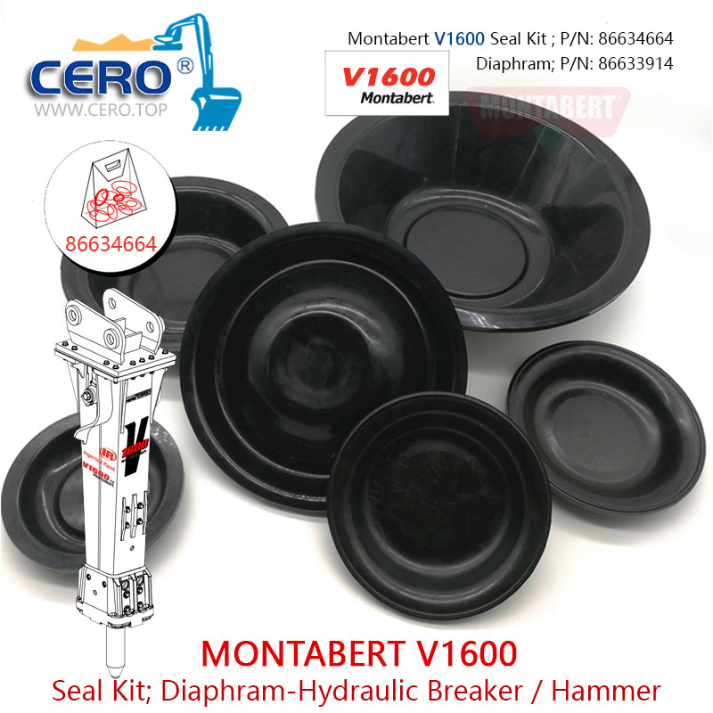 Montabert V1600 Seal Kit 86634664 Diaphragm 86633914 Membrane