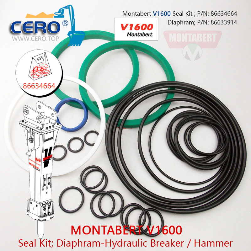 Montabert V1600 Seal Kit 86634664 Diaphragm 86633914 Membrane