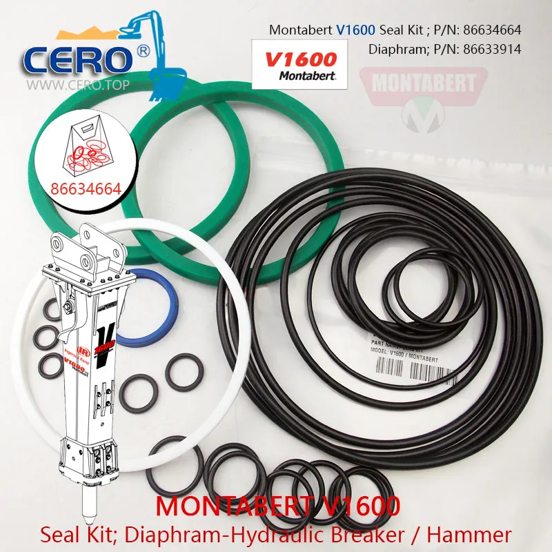 Montabert V1600 Seal Kit 86634664 Diaphragm 86633914 Membrane