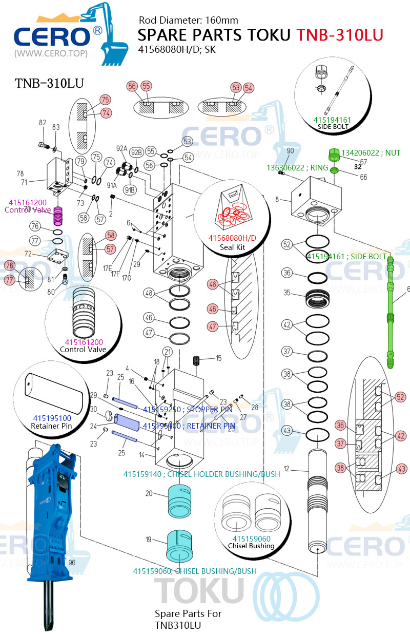 TOKU TNB-310 TNB310 TNB-310LU TNB310LU Seal Kit 41568080H TOKU TNB-310 TNB310 TNB-310LU TNB310LU Seal Kit 41568080H