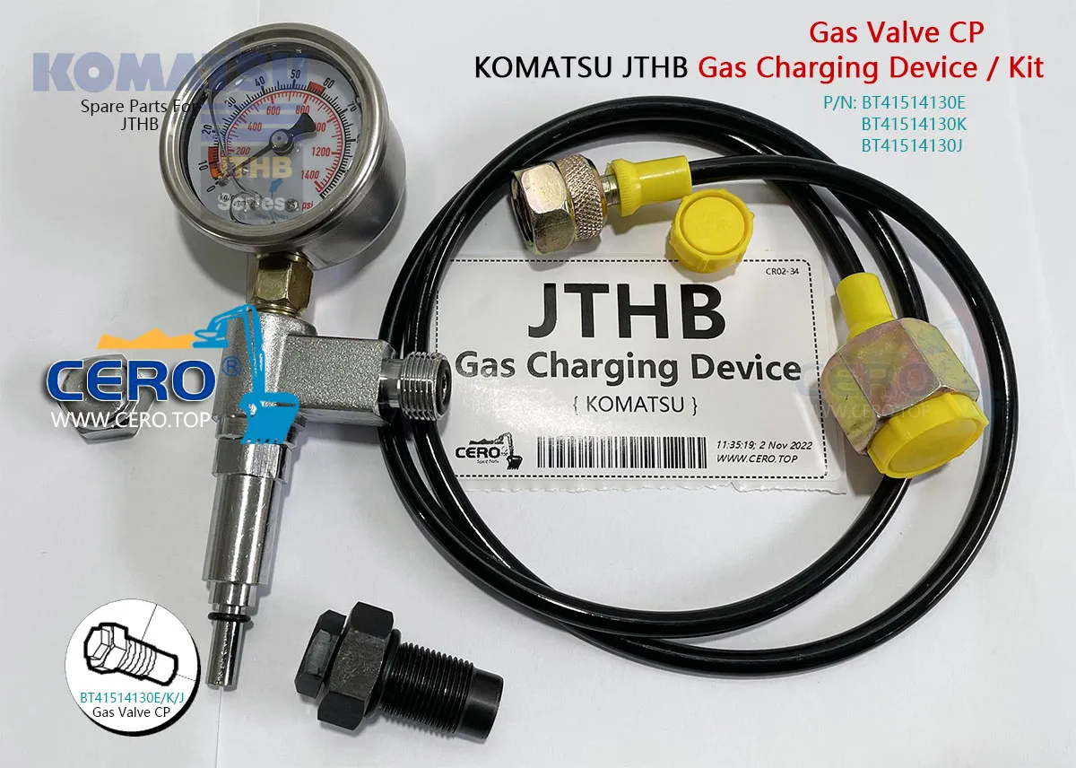 Gas Charging Device Kit KOMATSU JTHB BT41514130K Gas Valve CP