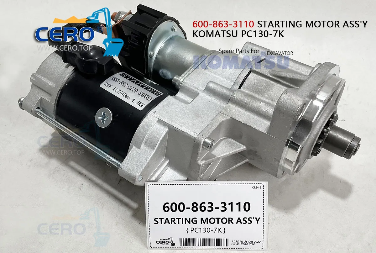 600-863-3110 Motor de partida Komatsu PC130-7K Motor de partida