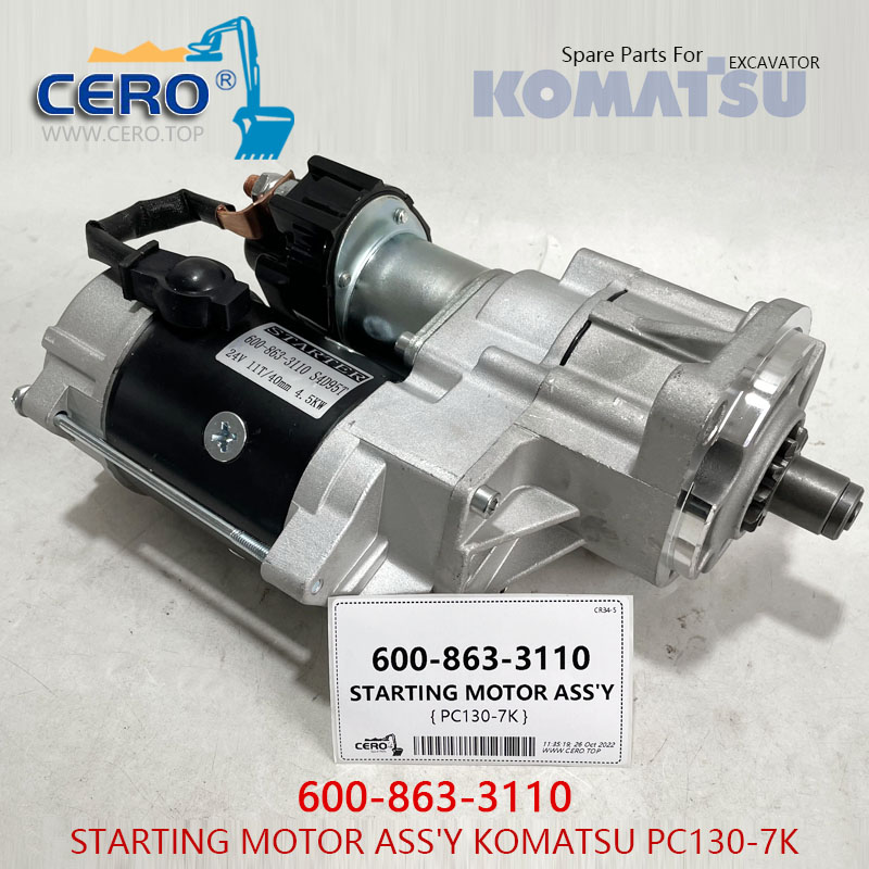 600-863-3110 Motor de partida Komatsu PC130-7K Motor de partida