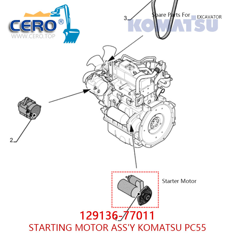 129136-77011 Starting Motor Komatsu PC55 Starter Motor