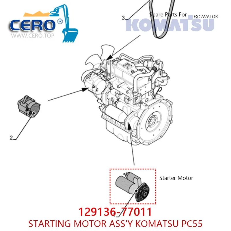 129136-77011 Starting Motor Komatsu PC55 Starter Motor