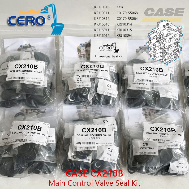 CASE CX210B Control Valve Seal Kit KRJ10310 KRJ10311