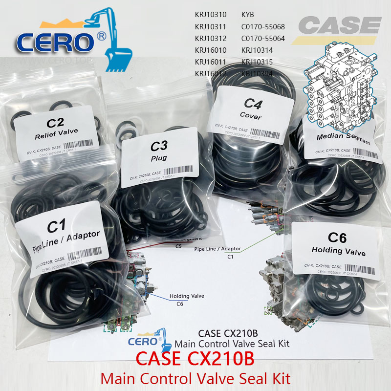 CASE CX210B Control Valve Seal Kit KRJ10310 KRJ10311