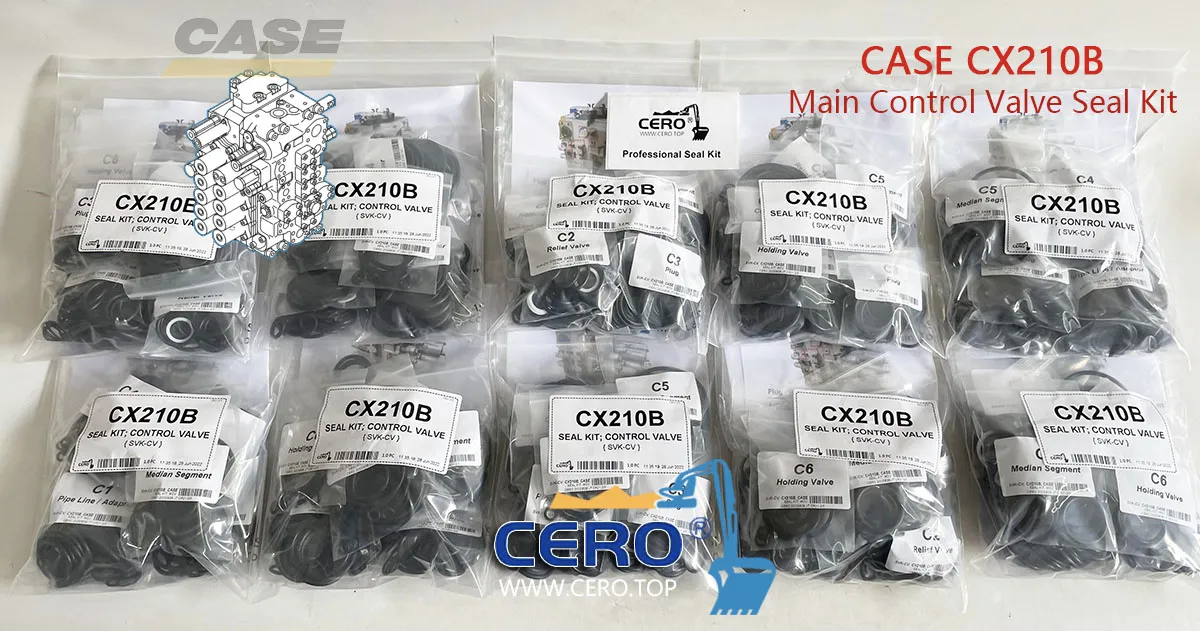 CASE CX210B Control Valve Seal Kit KRJ10310 KRJ10311