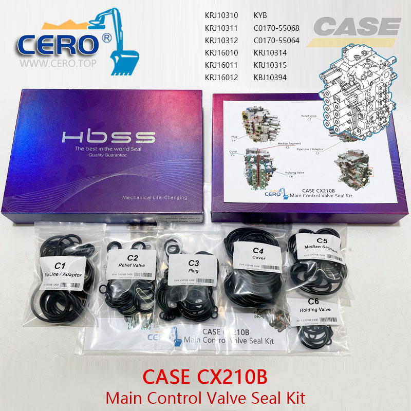 CASE CX210B Control Valve Seal Kit KRJ10310 KRJ10311