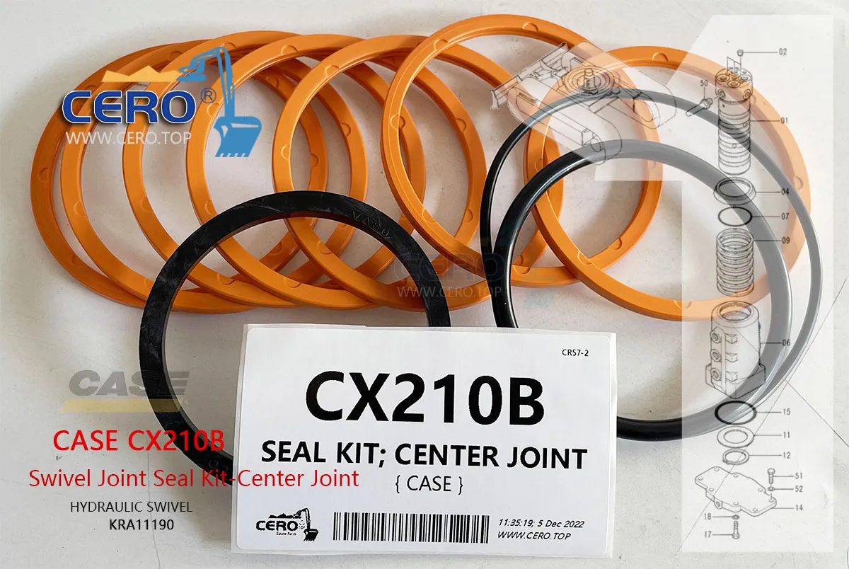 CASE CX210B Center Joint Seal Kit KRA11190 Swivel Joint ROI Seal Kit