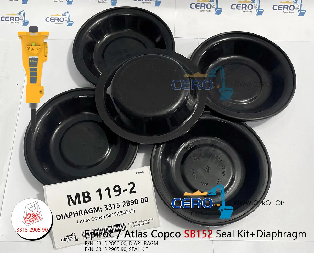 Epiroc Atlas Copco SB152 SB 152 DIAPHRAGM 3315289000 CFW MB119-2 SEAL KIT 3315290590