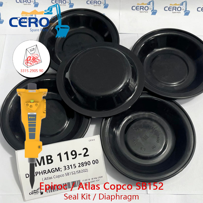 Epiroc Atlas Copco SB152 SB 152 DIAPHRAGM 3315289000 CFW MB119-2 SEAL KIT 3315290590