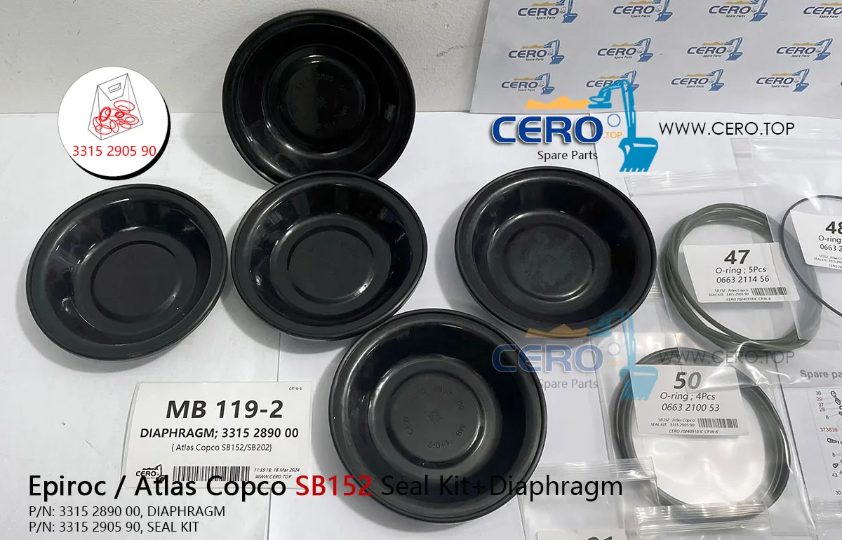 Epiroc Atlas Copco SB152 SEAL KIT 3315 2905 90 DIAPHRAGM 3315 2890 00