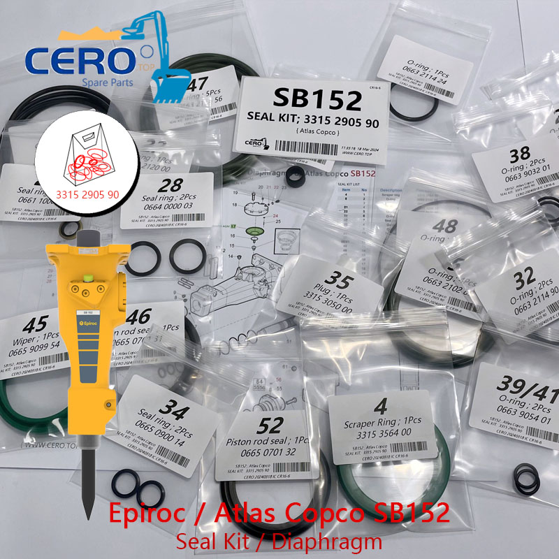 Epiroc Atlas Copco SB152 SEAL KIT 3315 2905 90 DIAPHRAGM 3315 2890 00