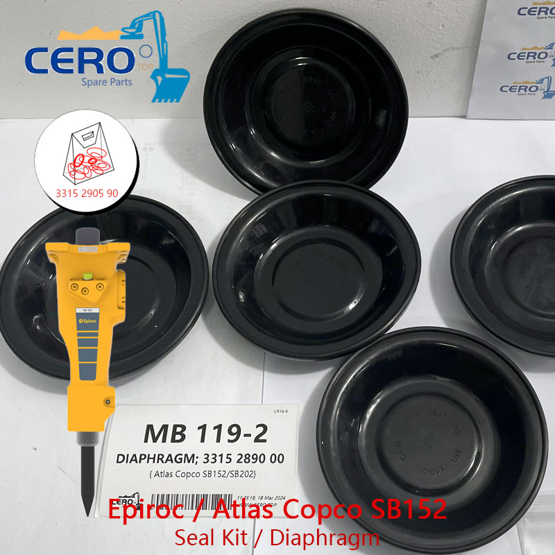 Epiroc Atlas Copco SB152 SB 152 DIAPHRAGM 3315289000 CFW MB119-2 SEAL KIT 3315290590