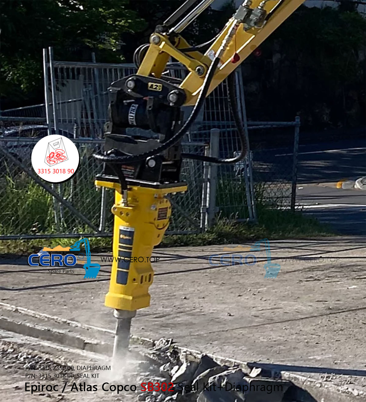 Epiroc Atlas Copco SB302 SB 302 破碎锤修理包3315 3018 90 皮