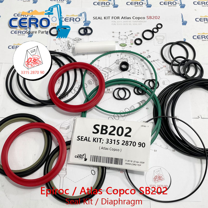 Epiroc Atlas Copco SB202 SB 202 DIAPHRAGM 3315289000 CFW MB119-2 SEAL KIT 3315287090