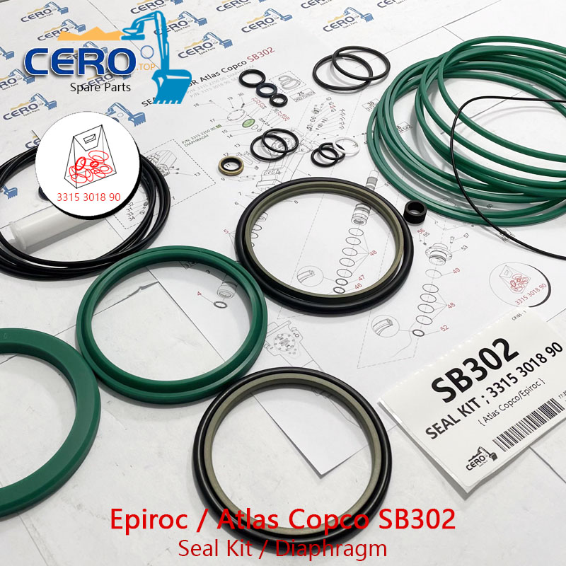 Epiroc Atlas Copco SB302 SB 302 SB-302 DIAPHRAGM 3315235000 MEMBRANE 3315301890 SEAL KIT