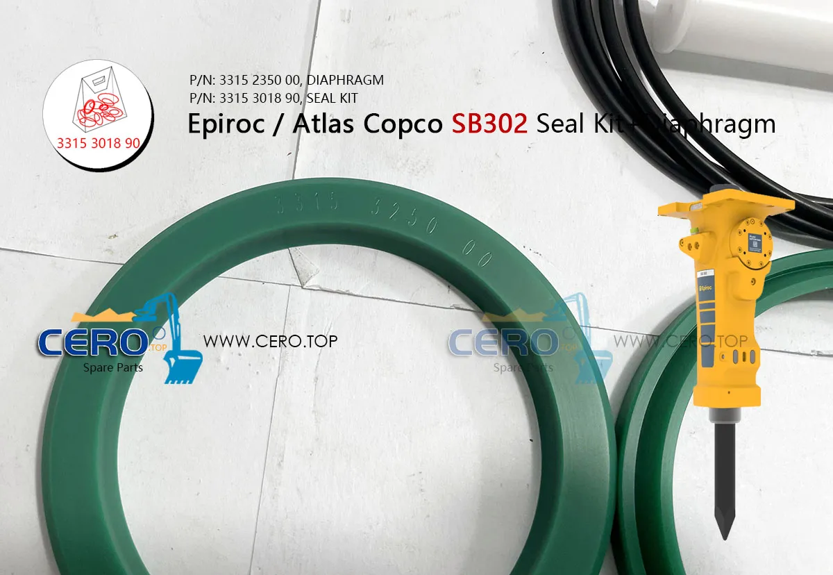 Epiroc Atlas Copco SB302 SB 302 SEAL KIT 3315 3018 90 DIAPHRAGM 3315 2350 00 MEMBRANE