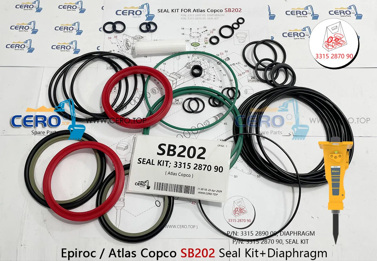 Epiroc Atlas Copco SB202 SB 202 DIAPHRAGM 3315289000 CFW MB119-2 SEAL KIT 3315287090