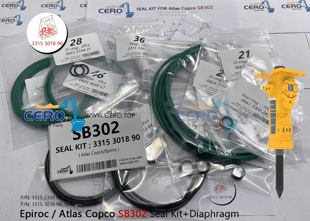 Epiroc Atlas Copco SB302 SB 302 SB-302 DIAPHRAGM 3315235000 MEMBRANE 3315301890 SEAL KIT