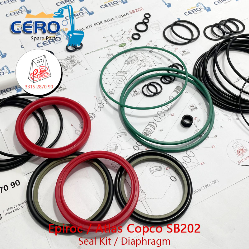 Epiroc Atlas Copco SB202 SB 202 DIAPHRAGM 3315289000 CFW MB119-2 SEAL KIT 3315287090