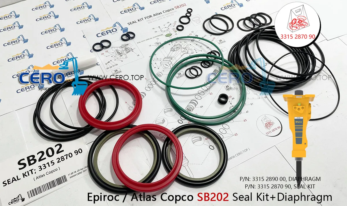 Epiroc Atlas Copco SB202 SEAL KIT 3315 2870 90 DIAPHRAGM 3315 2890 00 CFW MB119-2