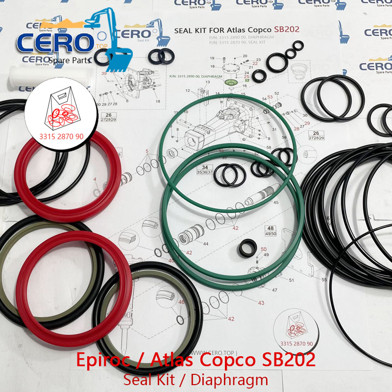 Epiroc Atlas Copco SB202 SEAL KIT 3315 2870 90 DIAPHRAGM 3315 2890 00 CFW MB119-2