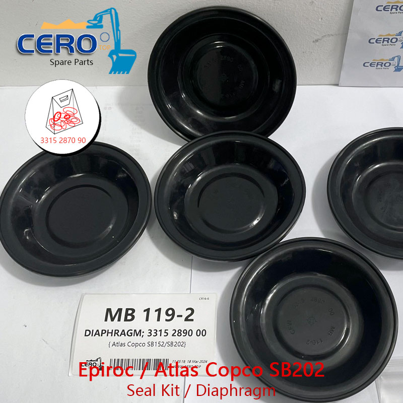 Epiroc Atlas Copco SB202 SB 202 DIAPHRAGM 3315289000 CFW MB119-2 SEAL KIT 3315287090