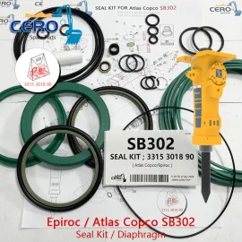 Epiroc Atlas Copco SB302 SB 302 KIT DE VEDAÇÃO 3315 3018 90 DIAFRAGMA 3315 2350 00 MEMBRANA