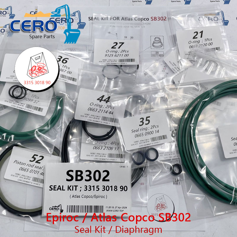 Epiroc Atlas Copco SB302 SB 302 SB-302 DIAPHRAGM 3315235000 MEMBRANE 3315301890 SEAL KIT