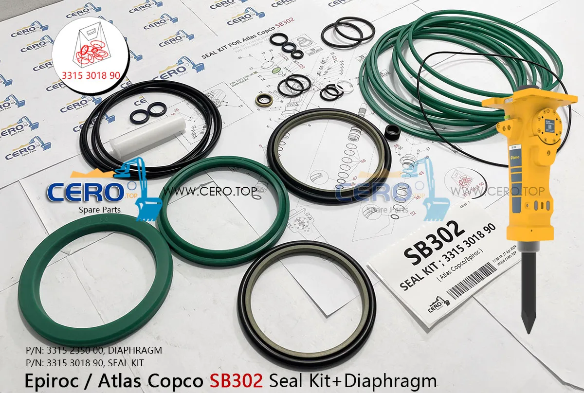 Epiroc Atlas Copco SB302 SB 302 SB-302 DIAPHRAGM 3315235000 MEMBRANE 3315301890 SEAL KIT