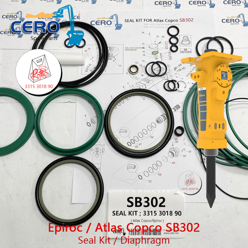 Epiroc Atlas Copco SB302 SB 302 SB-302 DIAPHRAGM 3315235000 MEMBRANE 3315301890 SEAL KIT