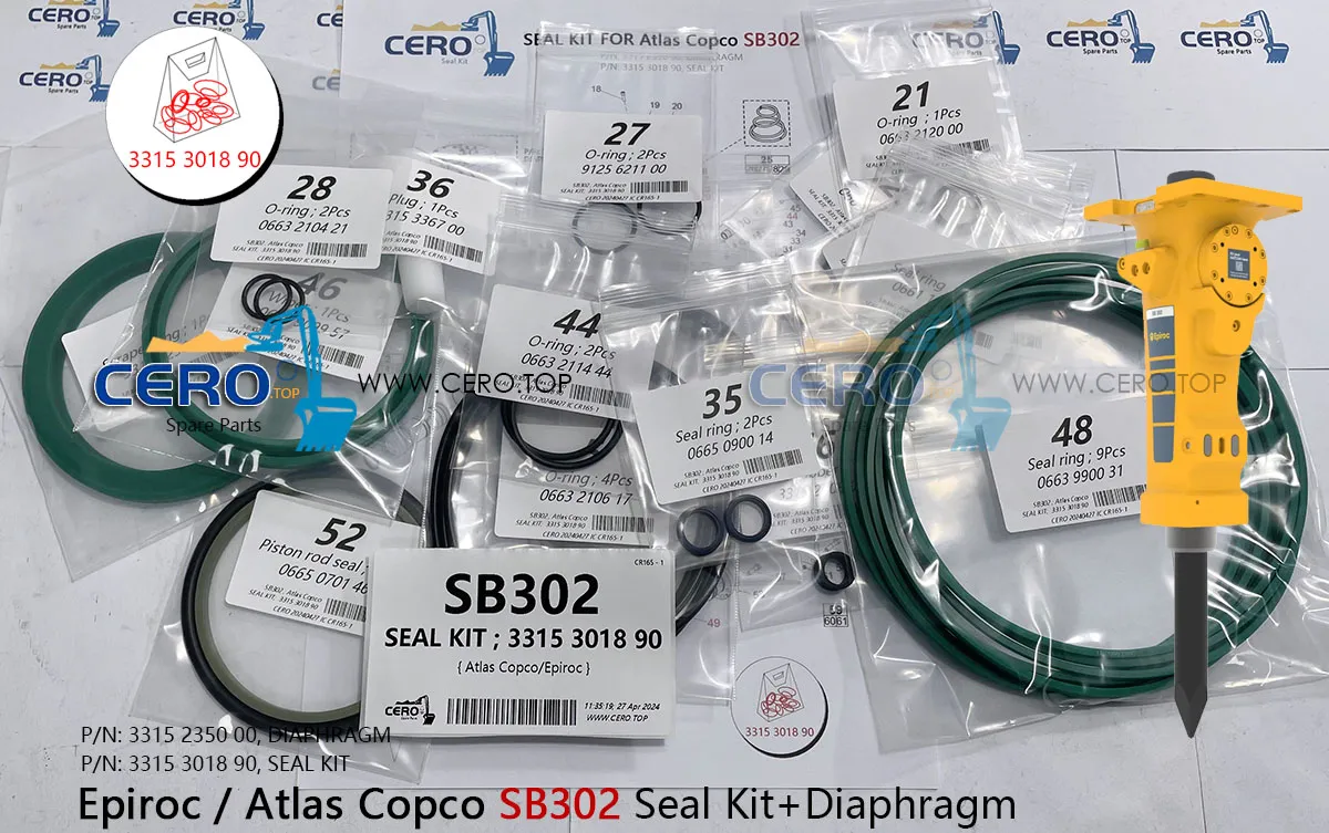 Epiroc Atlas Copco SB302 SB 302 SB-302 DIAPHRAGM 3315235000 MEMBRANE 3315301890 SEAL KIT