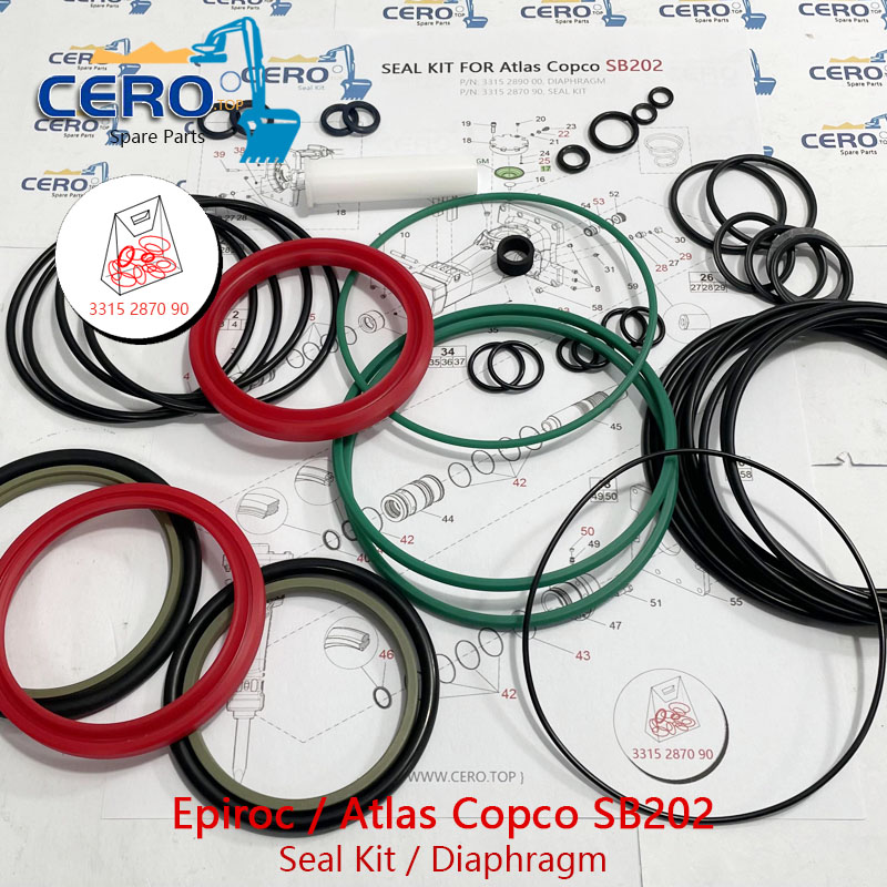 Epiroc Atlas Copco SB202 SB 202 DIAPHRAGM 3315289000 CFW MB119-2 SEAL KIT 3315287090