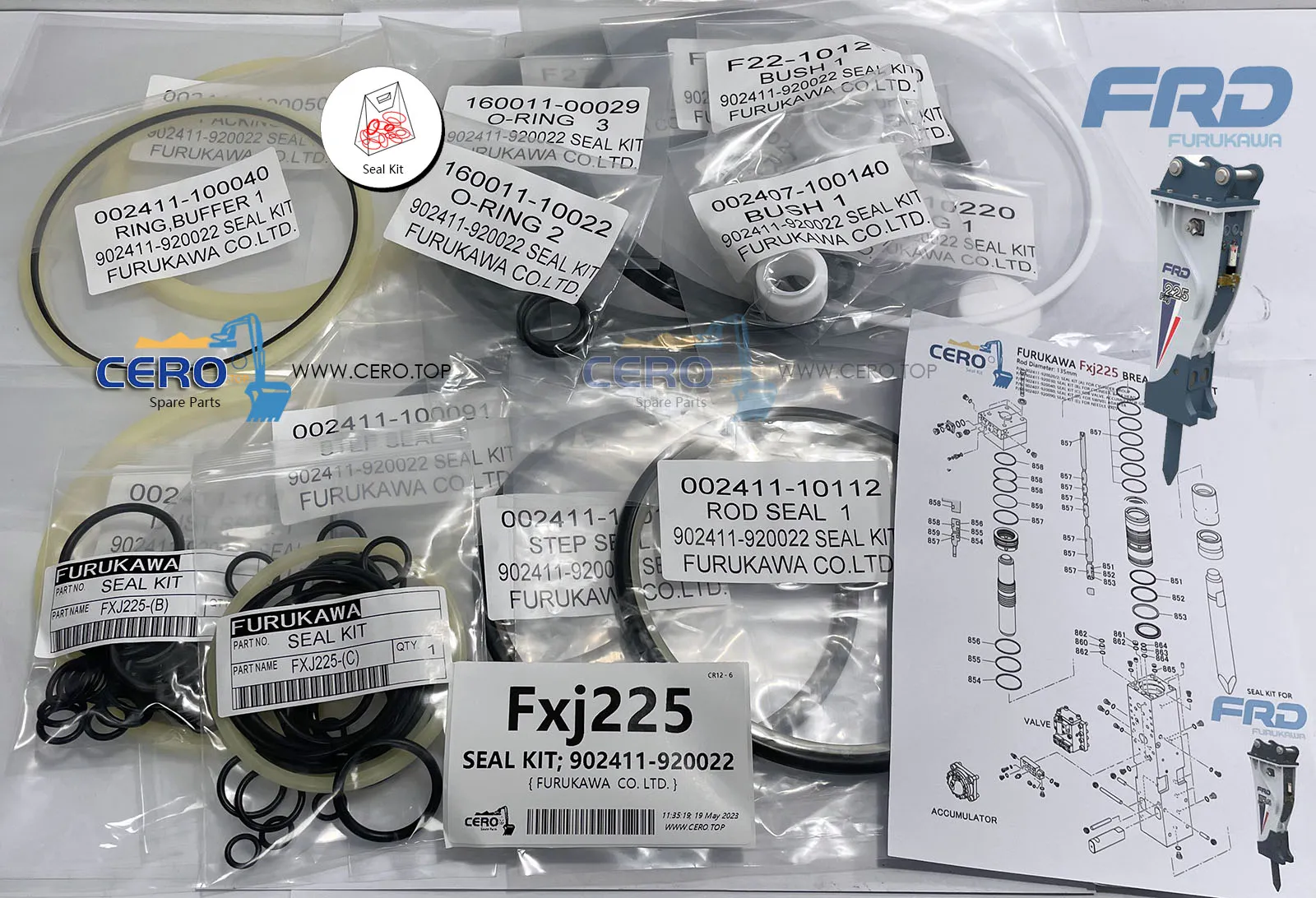 FURUKAWA Fxj225 Seal Kit 902411-920022 902411-920020 902411-920030 ...