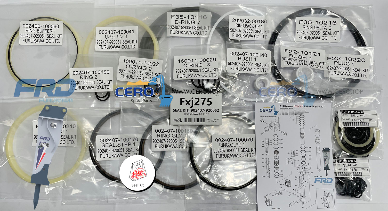 FURUKAWA Fxj275 Seal Kit 902407-920050 902407-920051 902407
