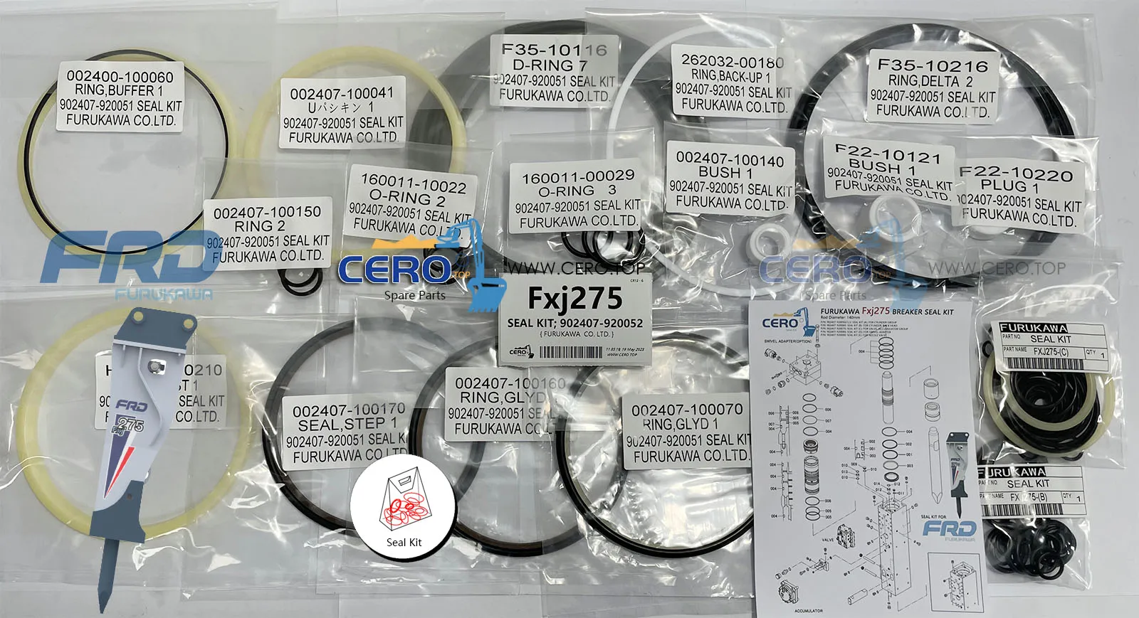 FURUKAWA Fxj275 Seal Kit 902407-920050 902407-920051 902407-920052 ...