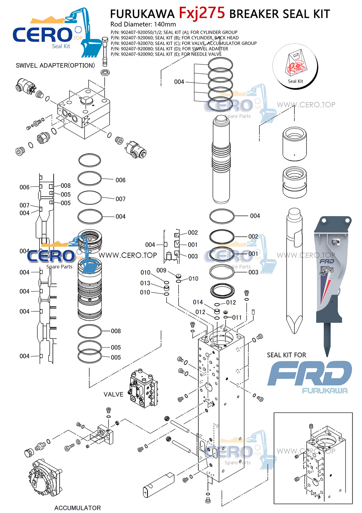 Pt900 S1.705ct D0.200ct 鑑別書付 FURUKAWA Fxj275 Seal Kit 902407-920050 902407-920051 902407