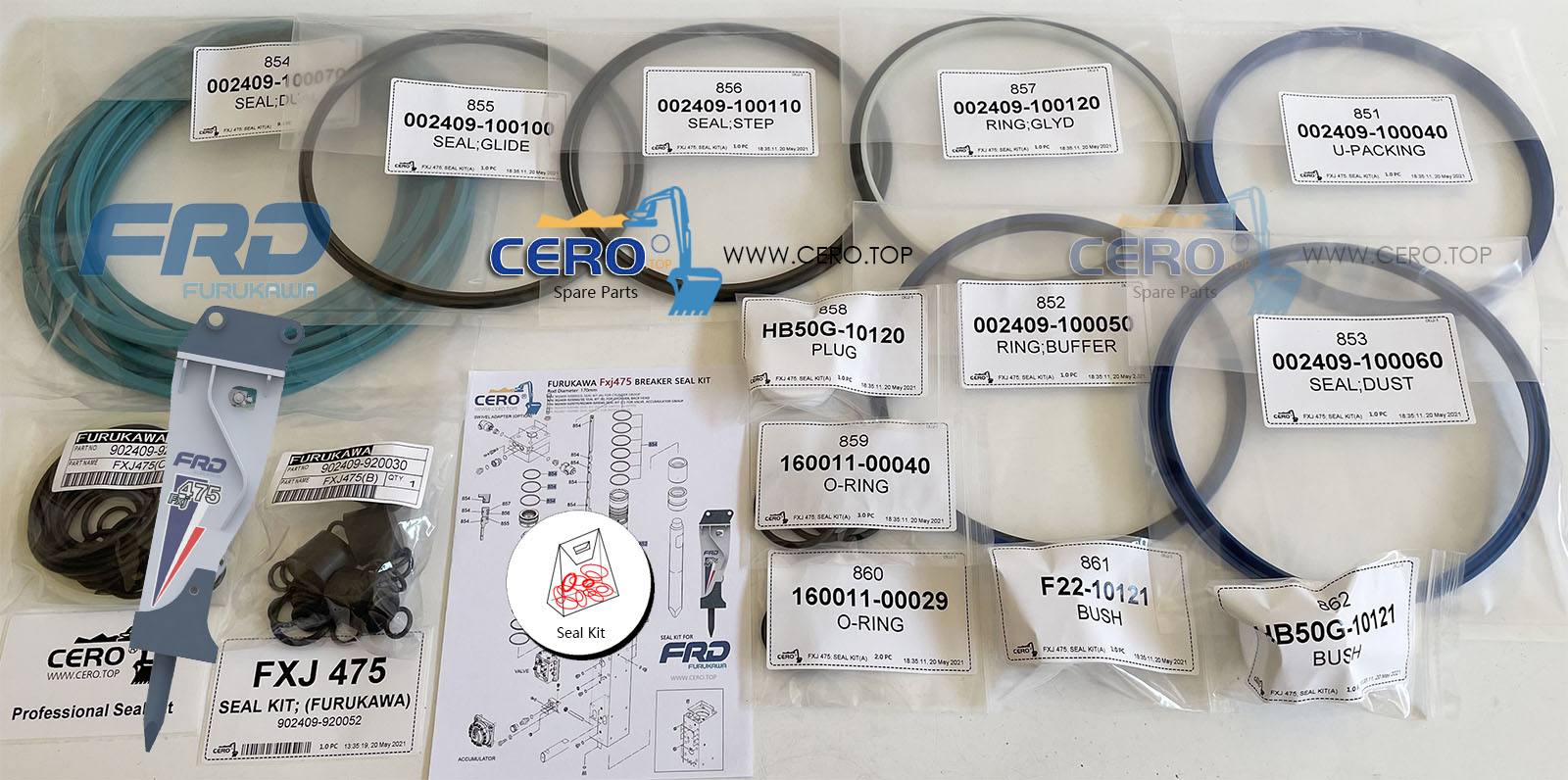 FURUKAWA Fxj475 Seal Kit 902409-920052 902409-920050 902409-920060